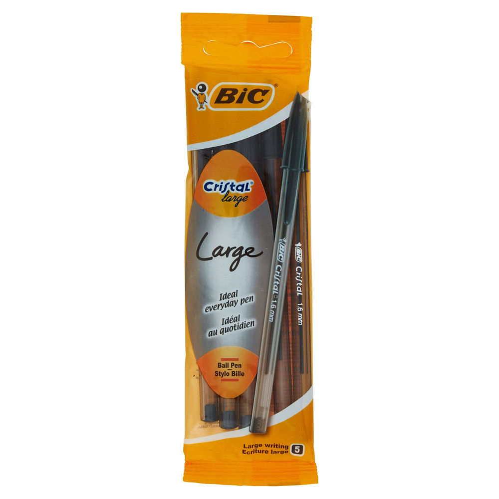 5 PENNE SFERA BIC CRISTAL 1.6 LARGE NERO - 6