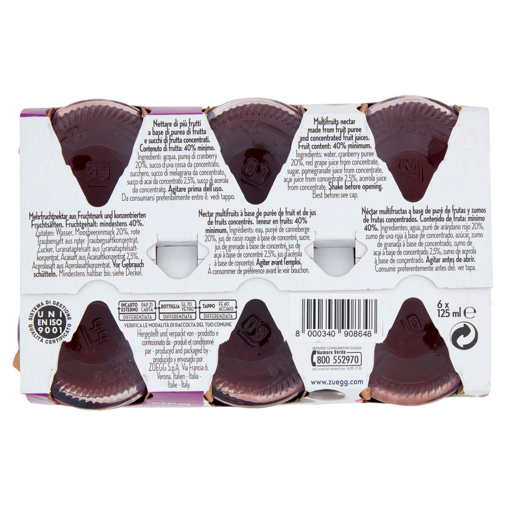 SUCCHI CRANBERRY E ACAI ZUEGG CLUSTER ML 125 X 6 - 1