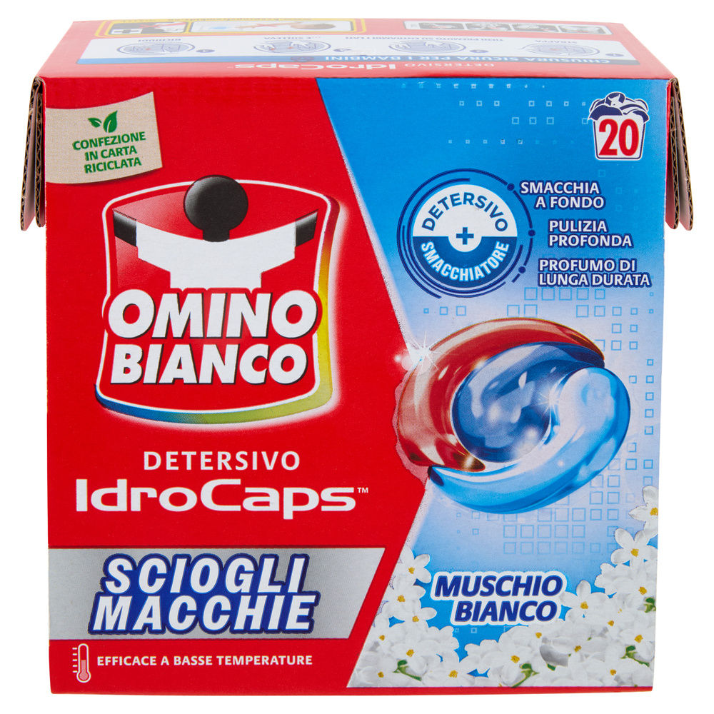 DETERSIVO LAVATRICE OMINO BIANCO CAPS SCIOGLI MACCHIE CARDBOARD 20CAPS KG 0,38 - 7