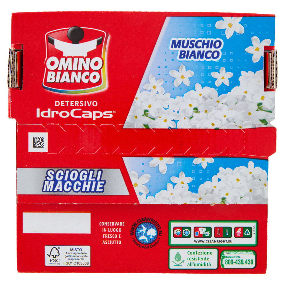 DETERSIVO LAVATRICE OMINO BIANCO CAPS SCIOGLI MACCHIE CARDBOARD 20CAPS KG 0,38 - 4