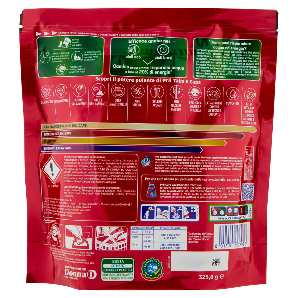DETERSIVO LAVASTOVIGLIE PRIL EXCELLENCE 4IN1 18CAPS G 325,8 - 4