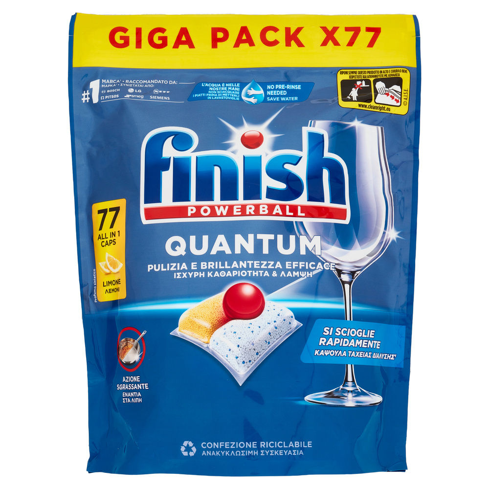 DETERSIVO LAVASTOVIGLIE FINISH TABS QUANTUM LEMON 77LAV  G 800,8 - 6