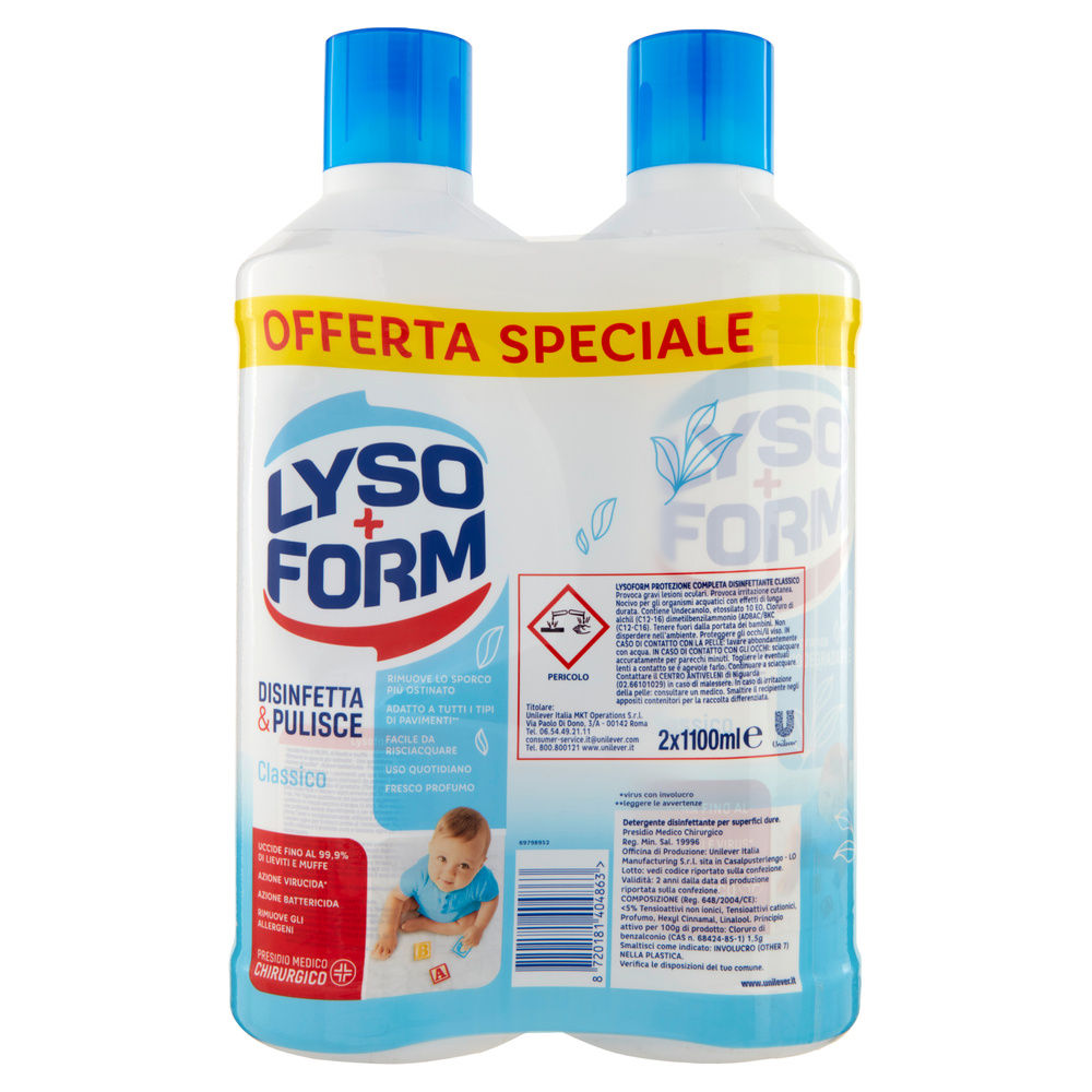 DETERSIVO PAVIMENTI LYSOFORM CLASSICO 2X L 1,1 - 4