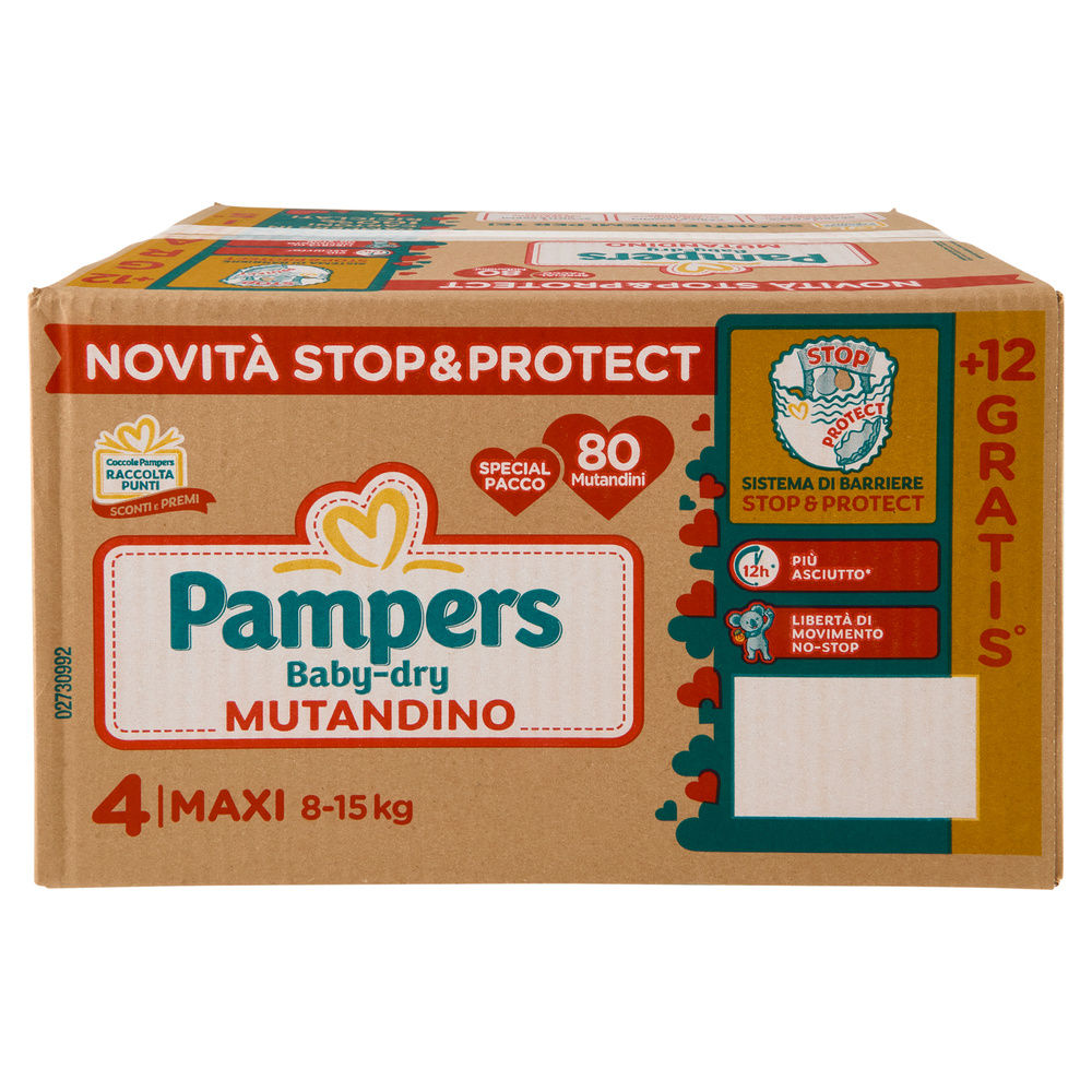 MUTANDINO PAMPERS BABYDRY SPECIALPACK MAXI PZ.80+12OMAGGIO - 7