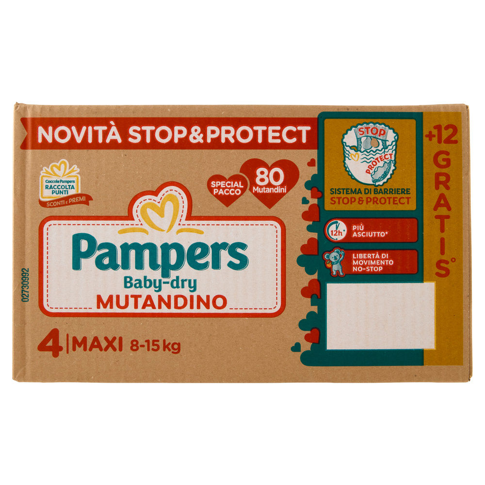 MUTANDINO PAMPERS BABYDRY SPECIALPACK MAXI PZ.80+12OMAGGIO - 6