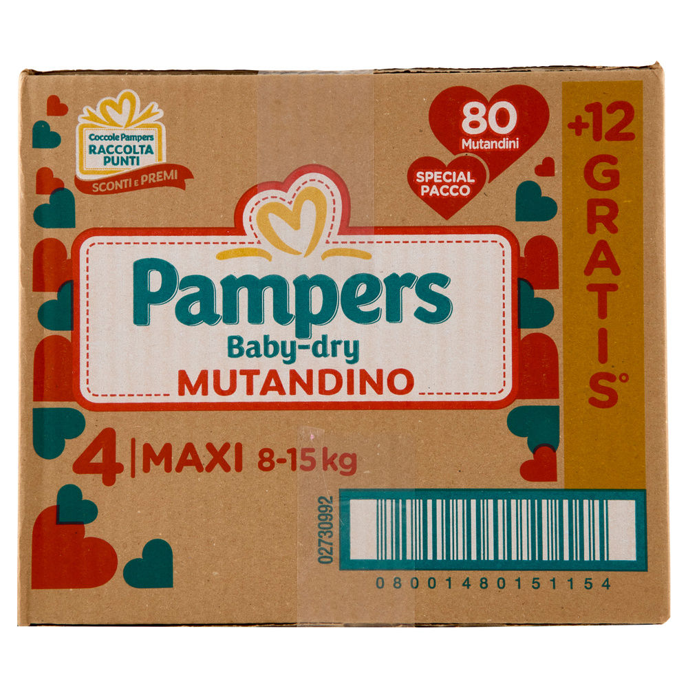 MUTANDINO PAMPERS BABYDRY SPECIALPACK MAXI PZ.80+12OMAGGIO - 5