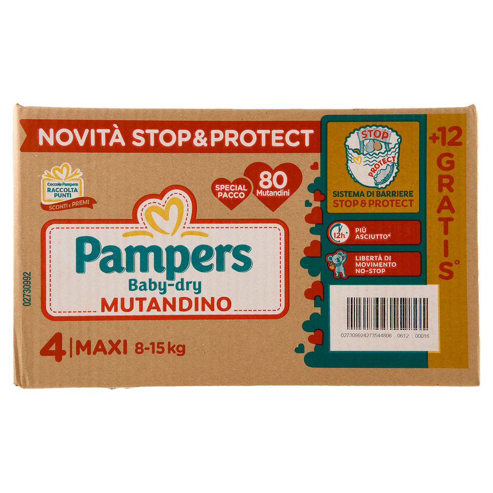 MUTANDINO PAMPERS BABYDRY SPECIALPACK MAXI PZ.80+12OMAGGIO - 4