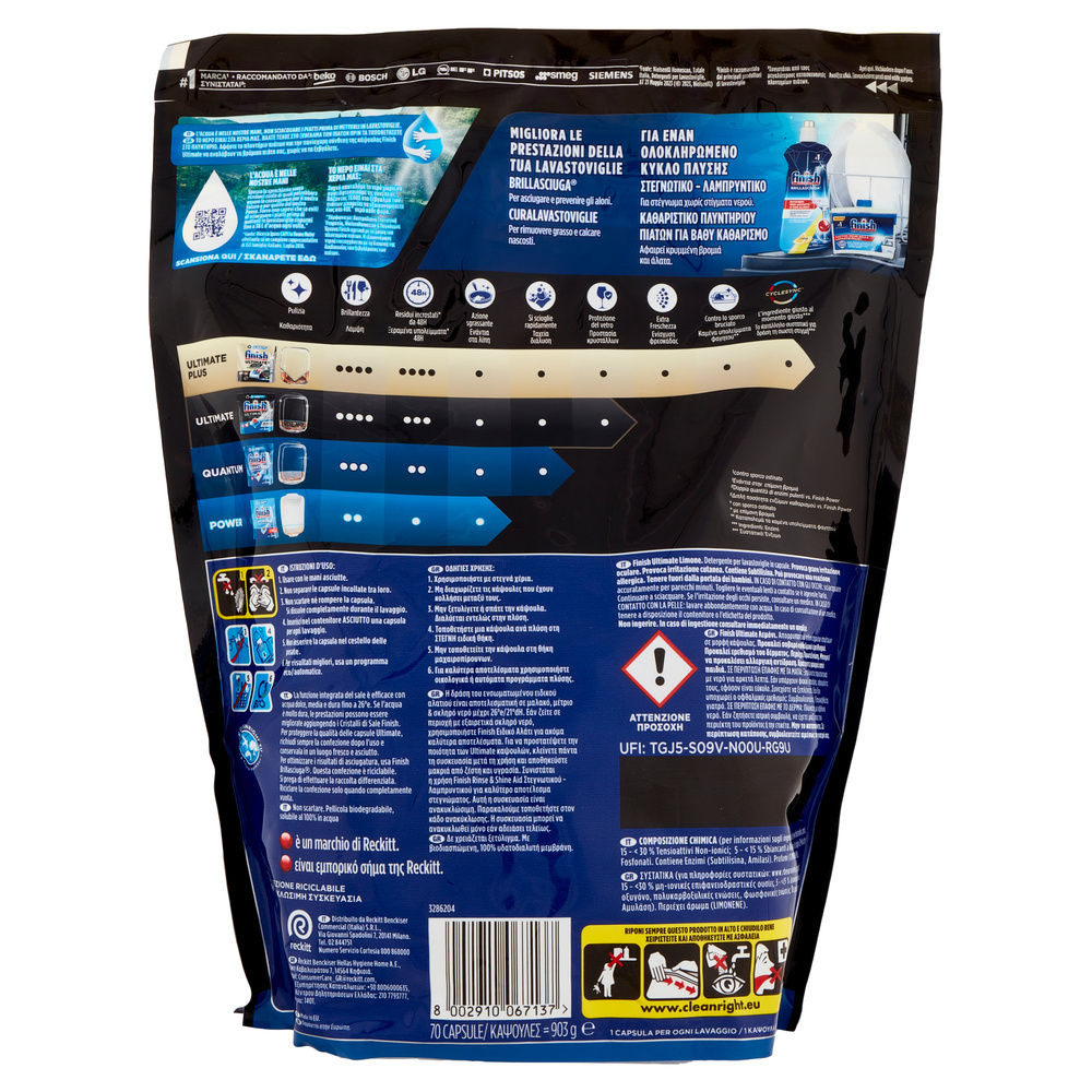 DETERSIVO LAVASTOVIGLIE FINISH TABS ULTIMATE LEMON 70LAV  G 903 - 4