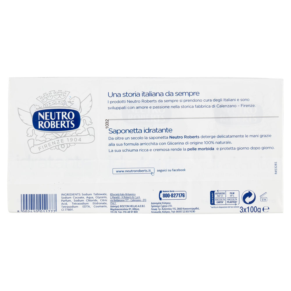 SAPONE SOLIDO NEUTRO ROBERTS 3XG100 - 4