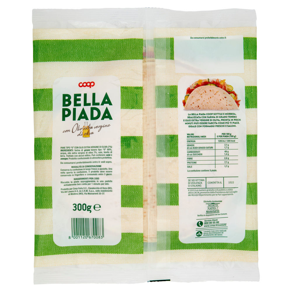 PIADINA CON OLIO EXTRAVERGINE D'OLIVA COOP PZ 3 FLOW-PACK G 300 - 3