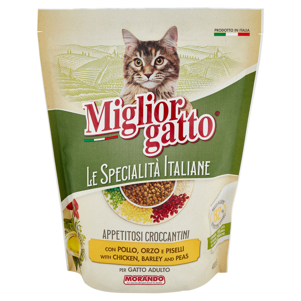 SECCO GATTO MIGLIORGATTO SP.ITALIANE CROCCANTINI POLLO ORZO PISELLI SACCH. G 400 - 7