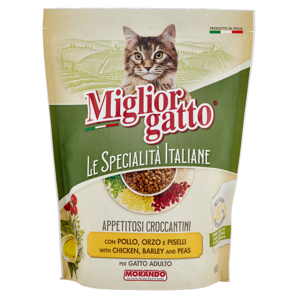 SECCO GATTO MIGLIORGATTO SP.ITALIANE CROCCANTINI POLLO ORZO PISELLI SACCH. G 400 - 6