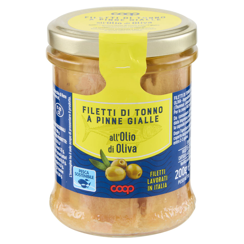 FILETTI DI TONNO YELLOWFIN OLIO OLIVA COOP VASO VETRO G 200 - 1