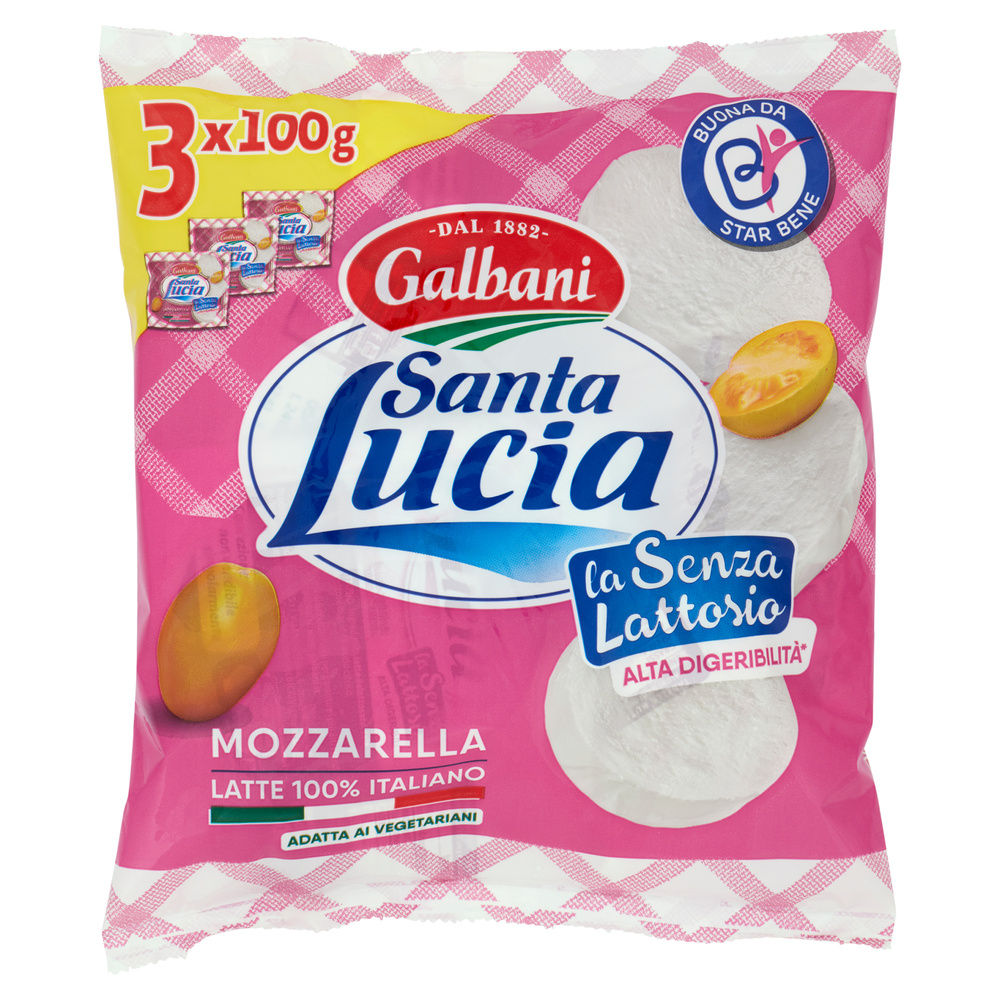 Mozzarella santa lucia senza lattosio flow pack g 570 sgocc. g 100 x 3