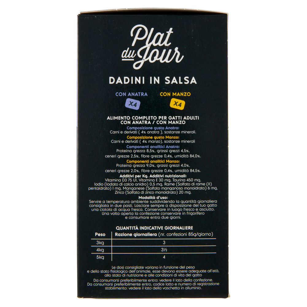 UMIDO GATTO MULTIPACK DADINI IN SALSA-4 ANAT./4 MANZO-PLAT DU JOUR COOP G85X8 - 5