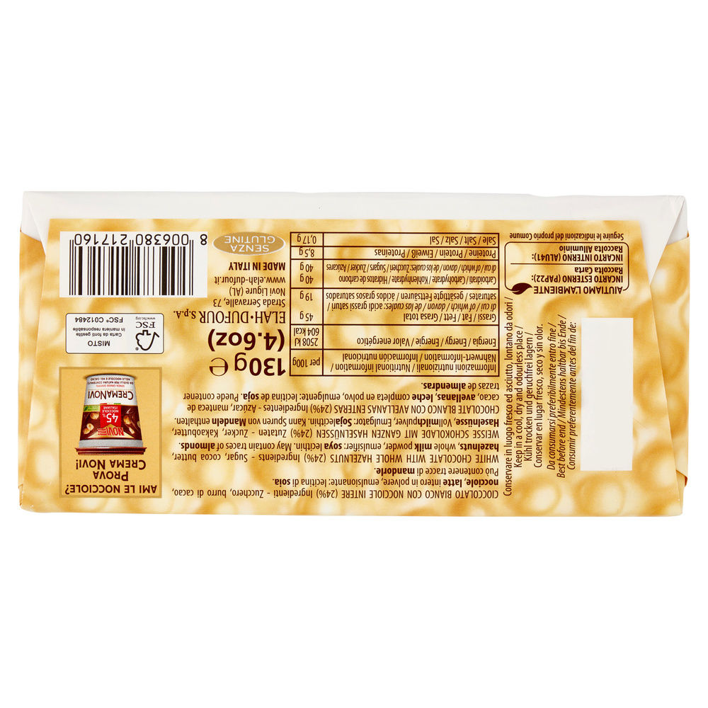 TAVOLETTA NOCCIOLATO BIANCO NOVI INCARTO G 130 - 1