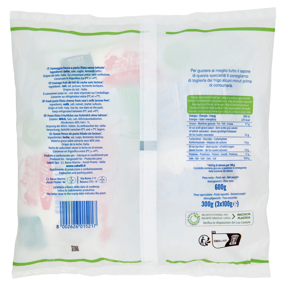MOZZARELLA SENZA LATTOSIO SABELLI 3X100G - 4
