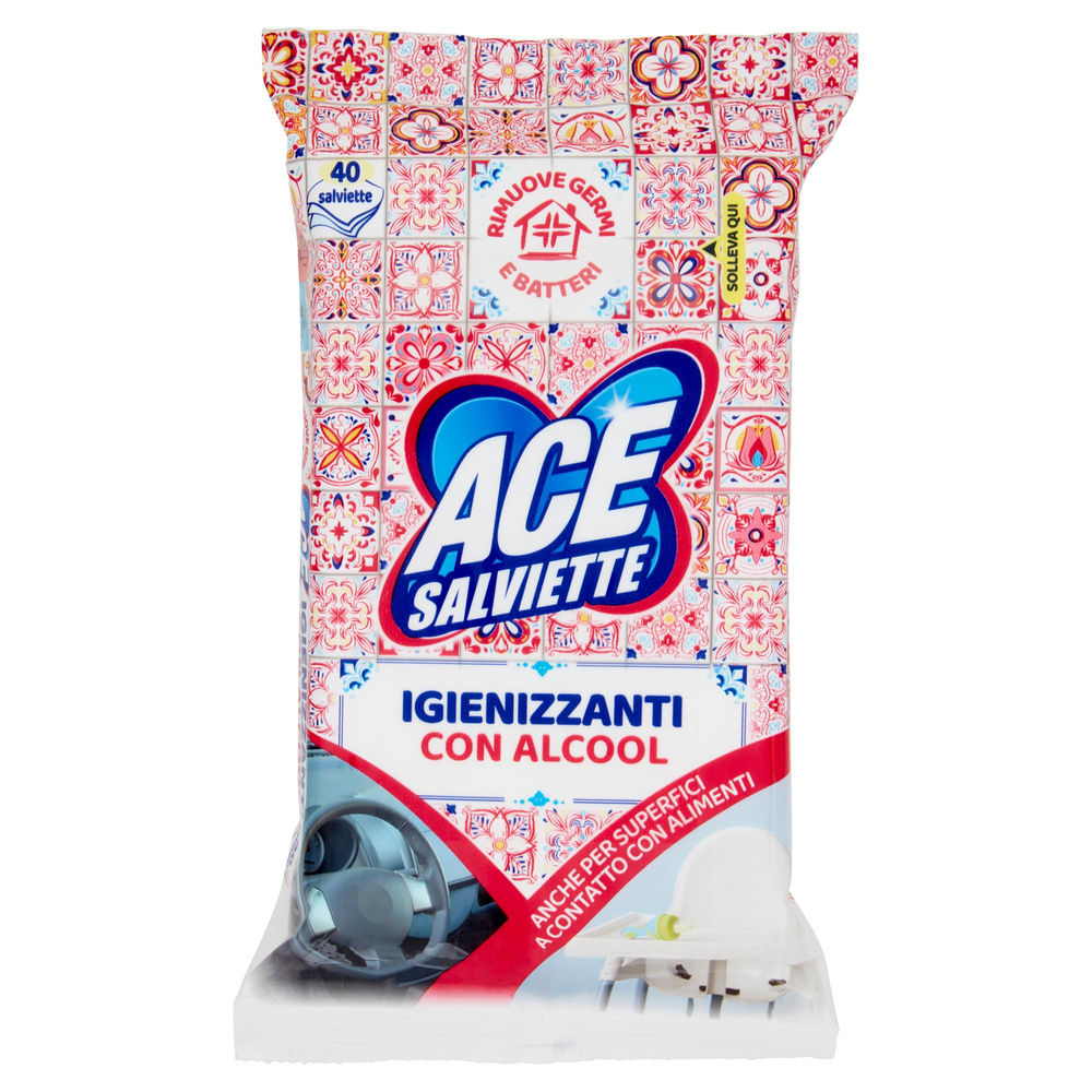 SALVIETTE IGIENIZZANTI CON ALCOOL ACE PZ.40 - 0