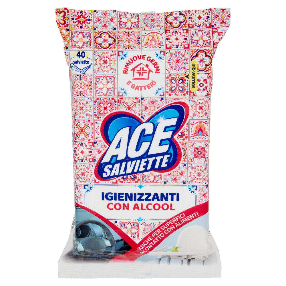 SALVIETTE IGIENIZZANTI CON ALCOOL ACE PZ.40 - 1
