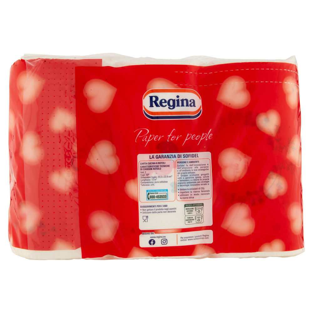 ASCIUGATUTTO REGINA DI CUORI 2V 50STR. DEC.QUADRICROMIA GOFFRATO PZ.6 - 7