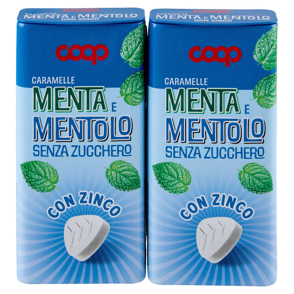 CARAMELLE COMPRESSE ALLA MENTA E MENTOLO S/Z TIN BOX COOP SCATOLA 2 X G35 G70 - 1