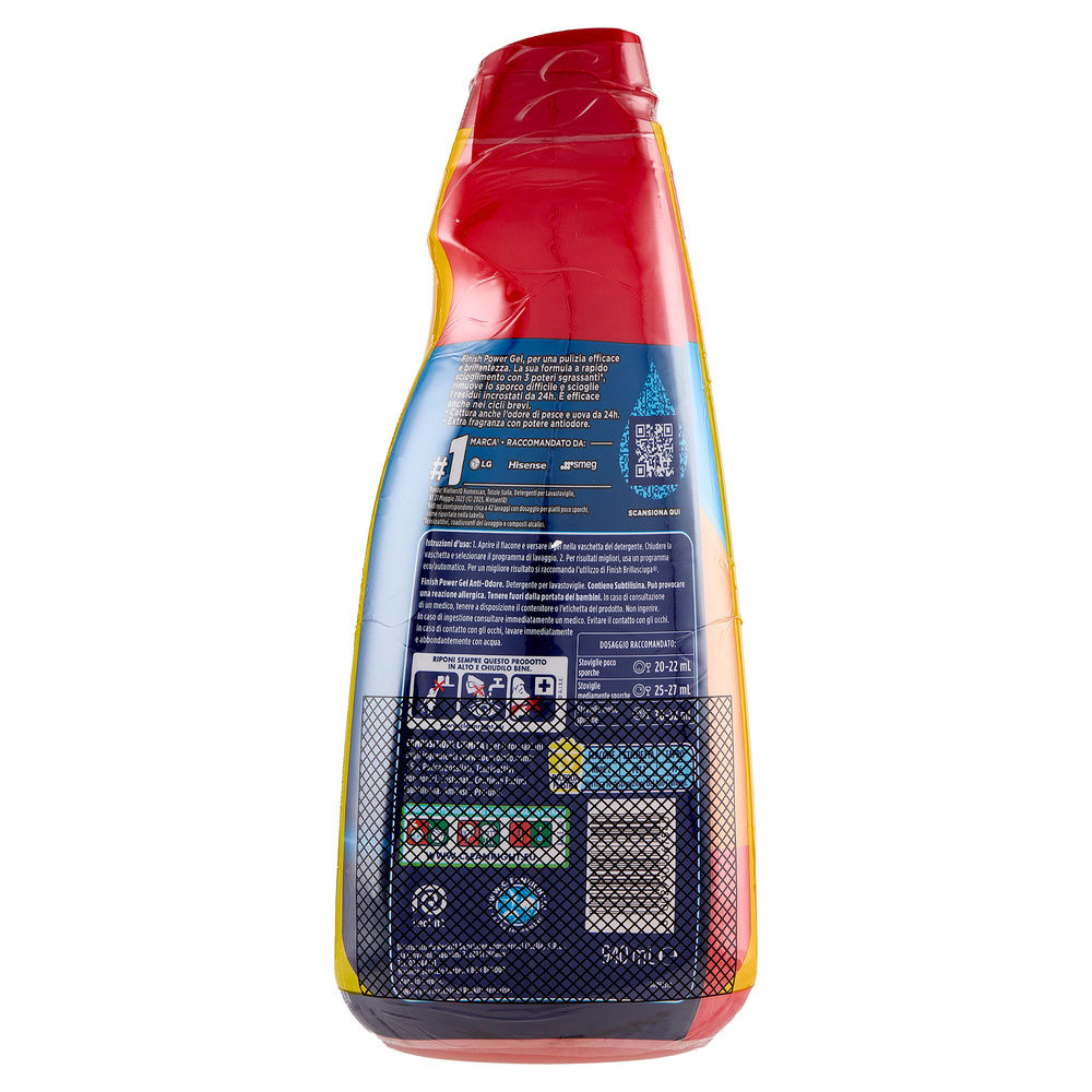 DETERSIVO PER LAVASTOVIGLIE FINISH GEL ANTIODORE ML 940X2 - 3