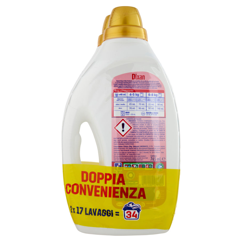 DETERSIVO LAVATRICE LIQUIDO DIXAN 17LAVX2 SMACCHIANTE 2X L 0,765 - 4
