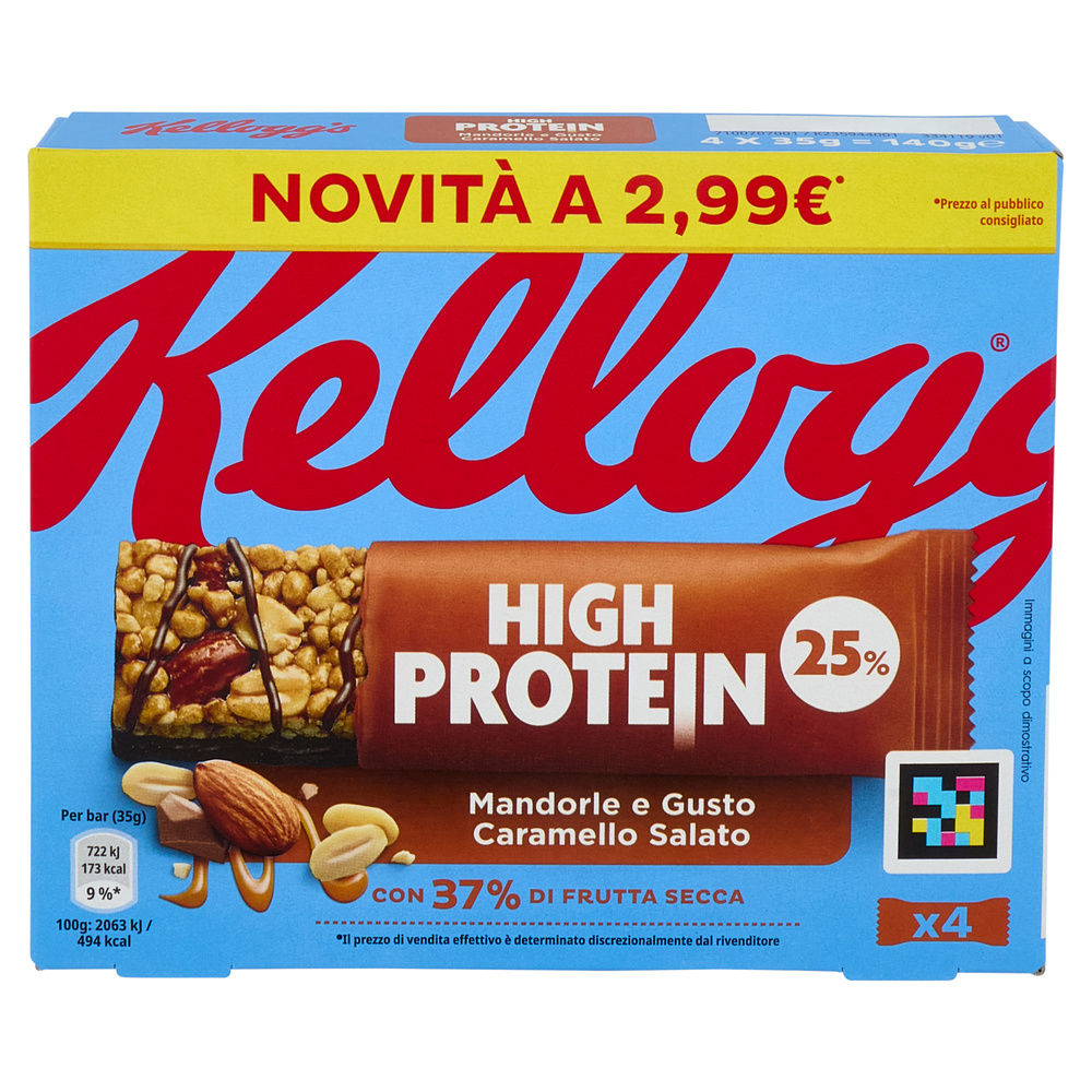 KELLOGG'S BARRETTA HIGH PROTEIN CARAMELLO SALATO G140 - 1