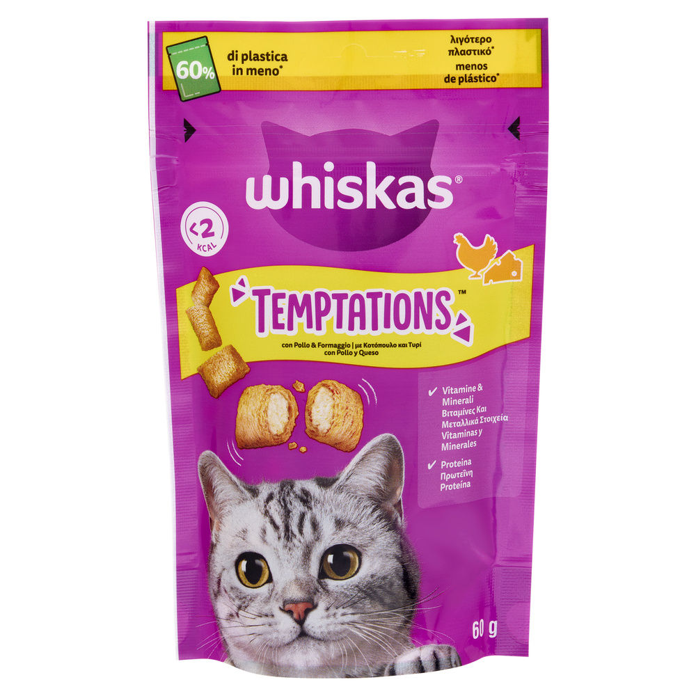 SNACK GATTO WHISKAS TEMPTATIONS POLLO BUSTA G 60 - 1