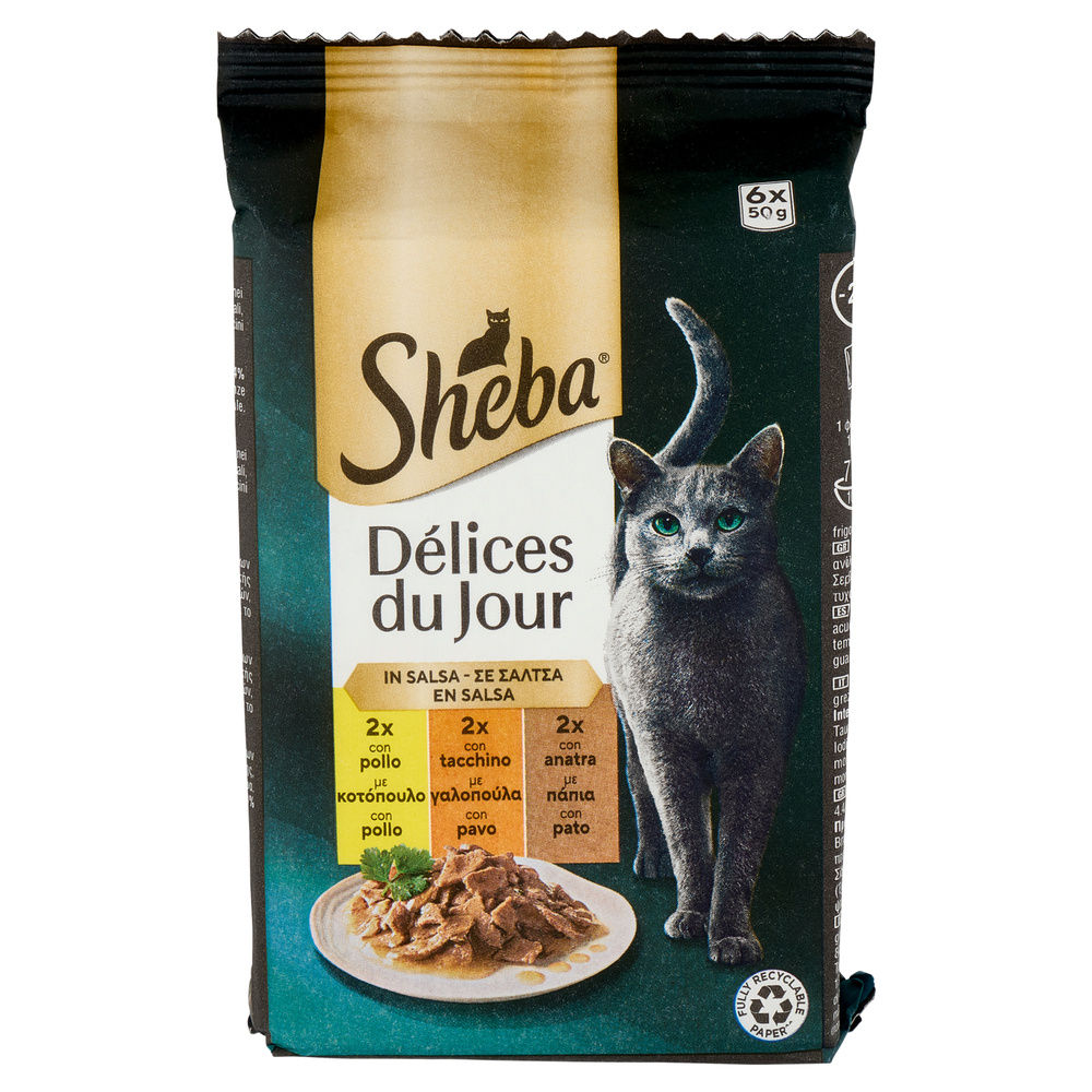 UMIDO GATTO SHEBA DDJ POLLO TACCHINO ANATRA SALSA BUSTA G 50 X 6 - 2