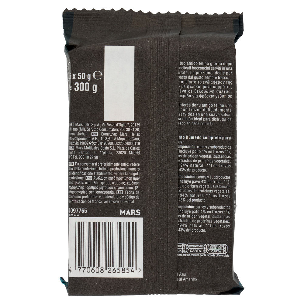 UMIDO GATTO SHEBA DDJ POLLO TACCHINO ANATRA SALSA BUSTA G 50 X 6 - 4