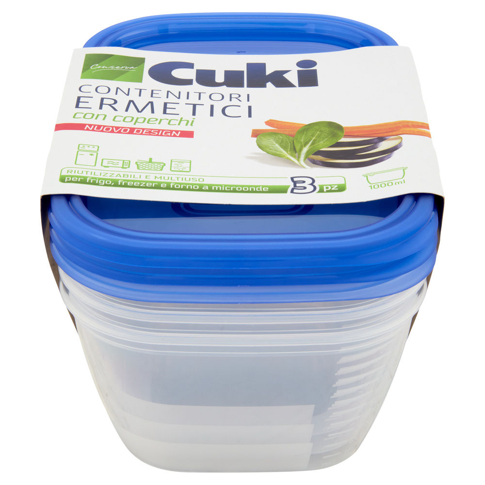 CONTENITORI ERMETICI RETTANGOLARI CON COPERCHIO CUKI ML 1000 PZ.3 - 2