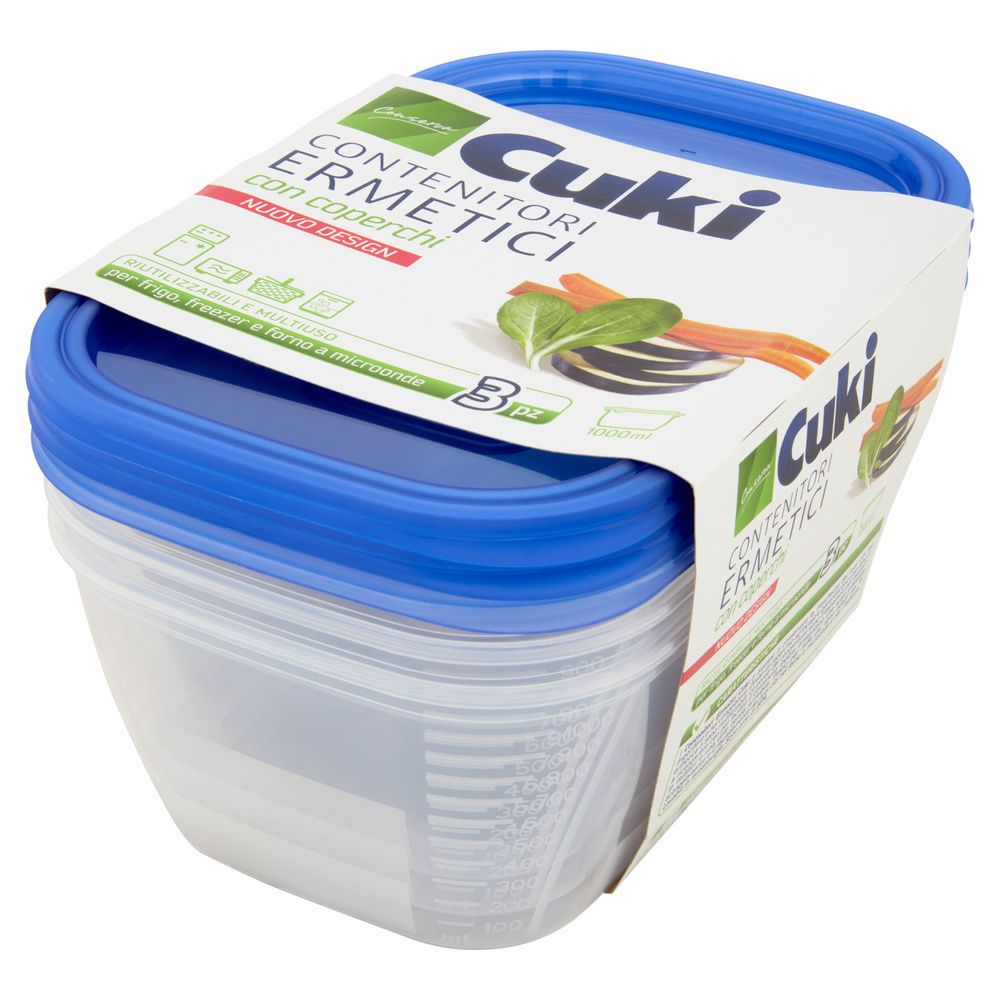 CONTENITORI ERMETICI RETTANGOLARI CON COPERCHIO CUKI ML 1000 PZ.3 - 1