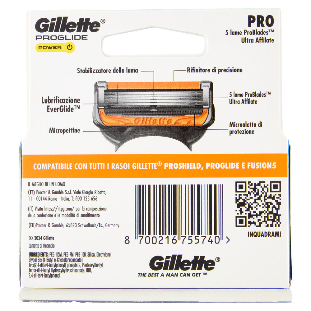 LAME DI RICAMBIO RASOIO GILLETTE PROGLIDE POWER PZ.4 - 4
