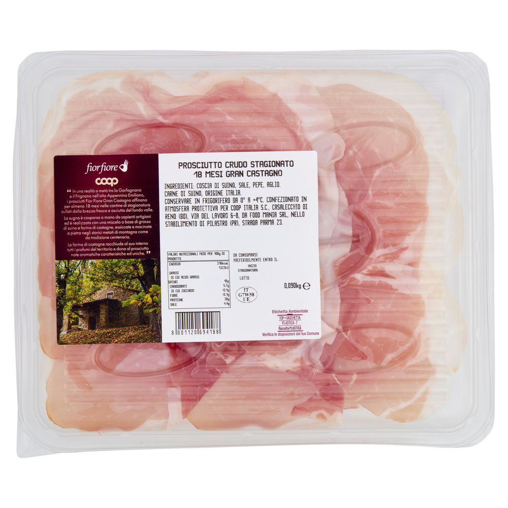 PROSCIUTTO CRUDO GRAN CASTAGNO STAG MIN 18 M FIOR FIORE COOP G 90 - 3