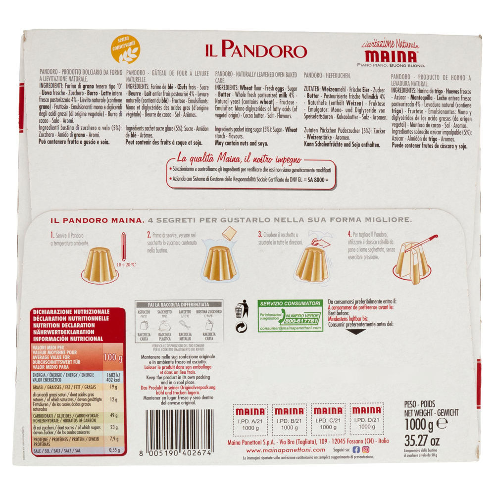 IL GRAN PANDORO MAINA SCATOLA  KG.1 - 1