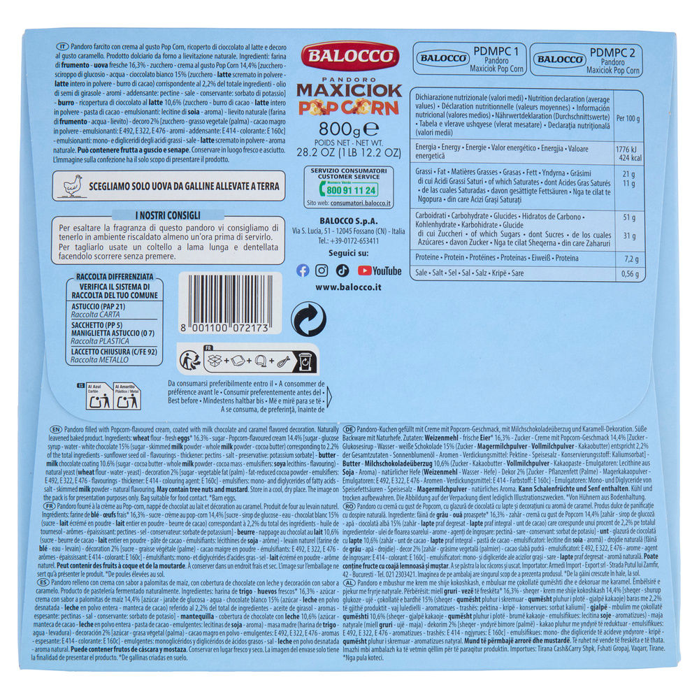 PANDORO MAXICIOK POP CORN BALOCCO G800 - 3