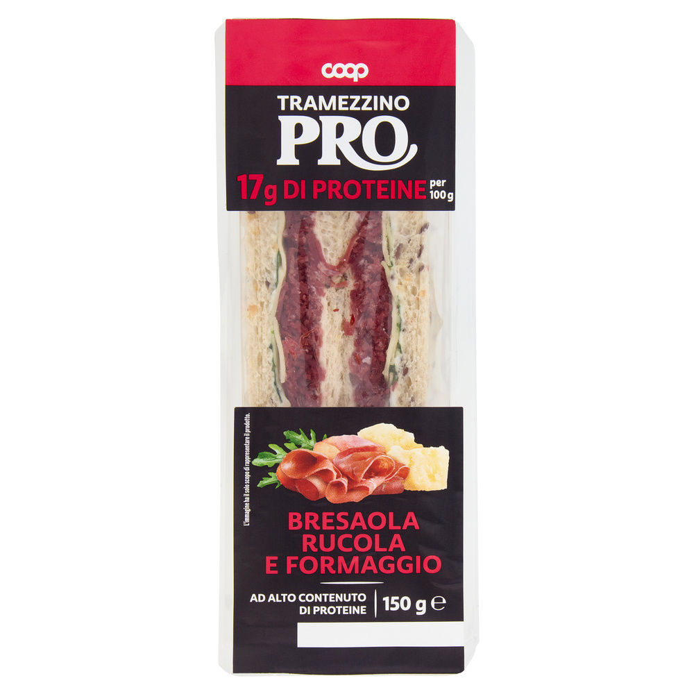 TRAMEZZINO PROTEICO BRESAOLA/RUCOLA/SCAGLIE DI FORMAGGIO COOP  G 150 - 0