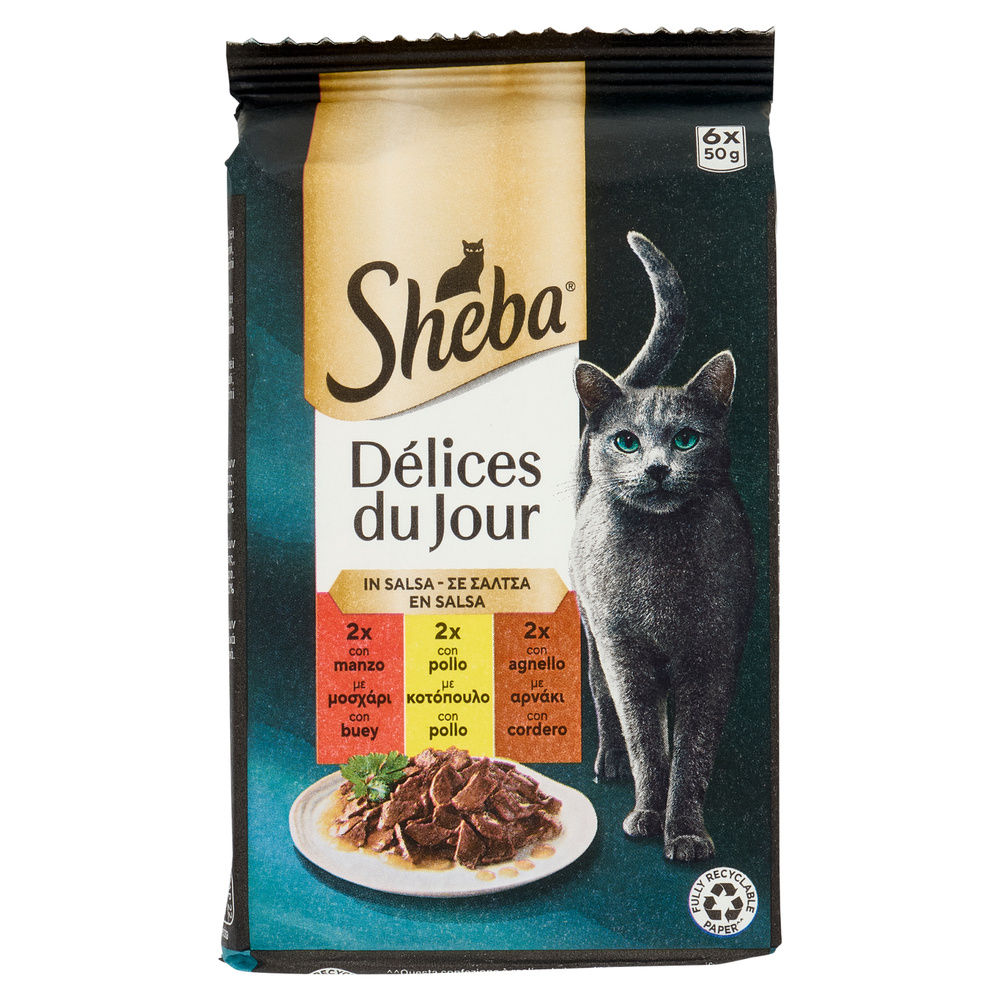 UMIDO GATTO SHEBA DDJ MANZO POLLO AGNELLO SALSA BUSTA G 50 X 6 - 0
