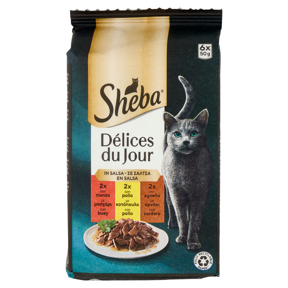 UMIDO GATTO SHEBA DDJ MANZO POLLO AGNELLO SALSA BUSTA G 50 X 6 - 1