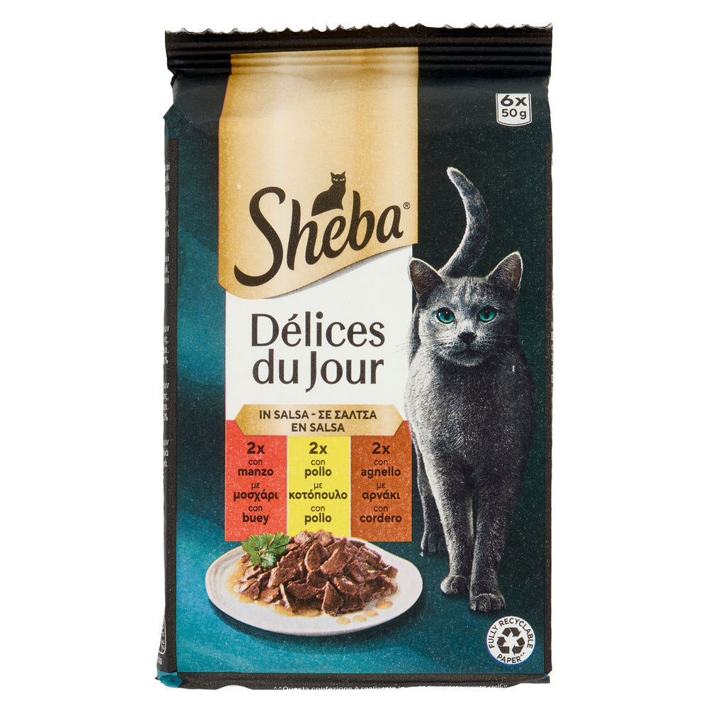 UMIDO GATTO SHEBA DDJ MANZO POLLO AGNELLO SALSA BUSTA G 50 X 6 - 2