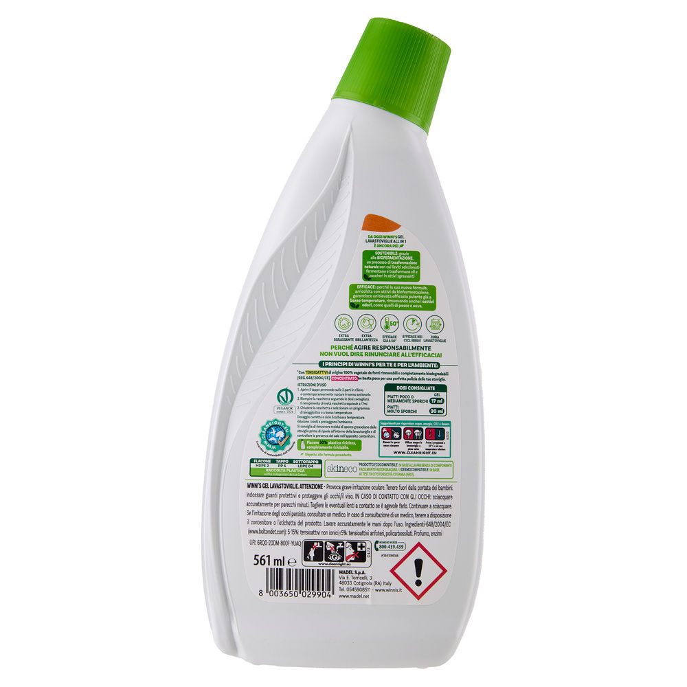 DETERSIVO LAVASTOVIGLIE GEL WINNI'S ANTIODORE 33LAV ML 561 - 4