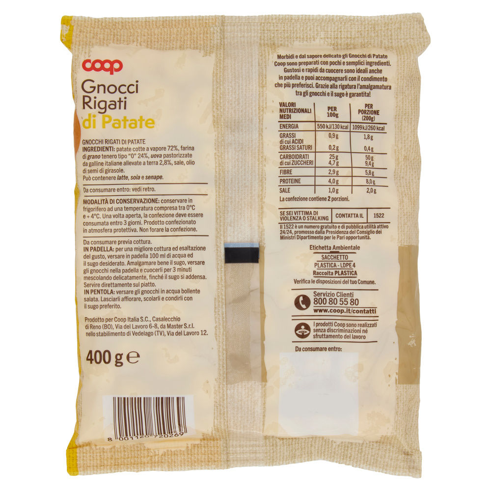 GNOCCHI DI PATATE RIGATI QUASI PRONTI COOP G 400 - 1