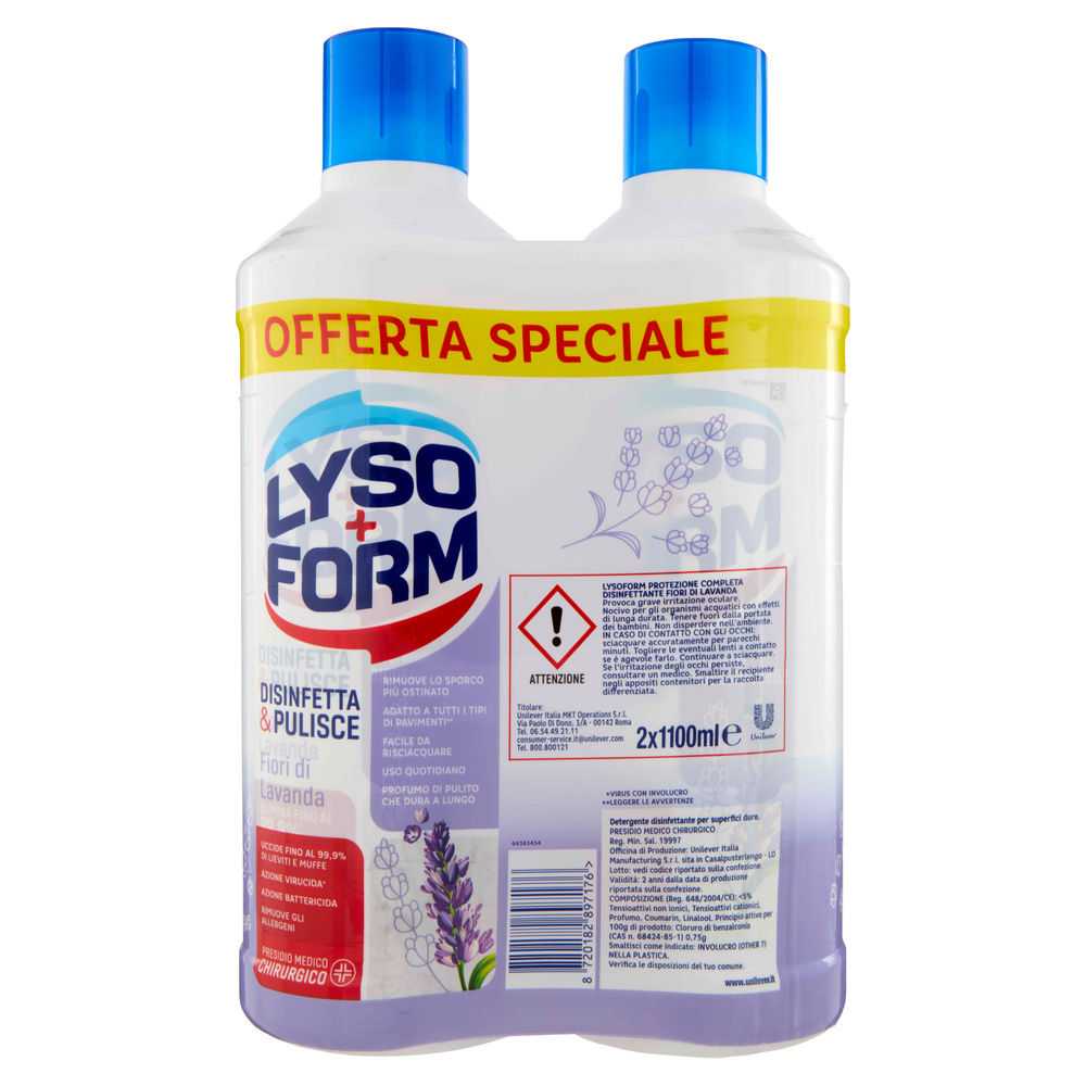 DETERSIVO PAVIMENTI LYSOFORM LAVANDA 2X L 1,1 - 4