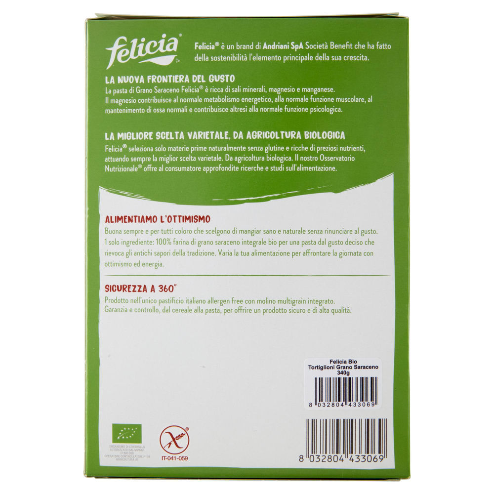 PASTA DI GRANO SARACENO TORTIGLIONI SENZA GLUTINE BIO FELICIA G 340 - 4