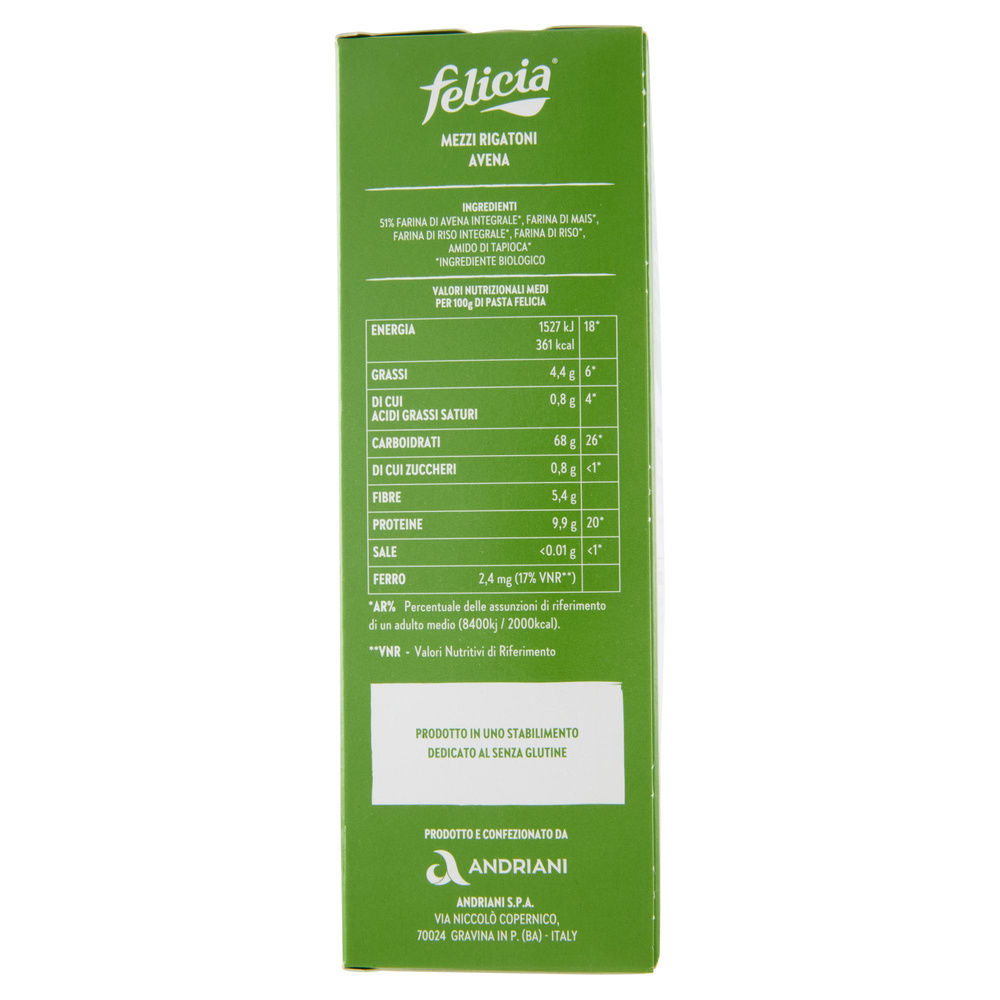 MEZZI RIGATONI MIX AVENA SENZA GLUTINE FELICIA G 340 - 6