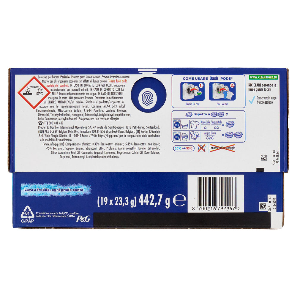 DETERSIVO LAVATRICE DASH POWER PODS 19LAV SMACCHIANTE KG 0,4427 - 4