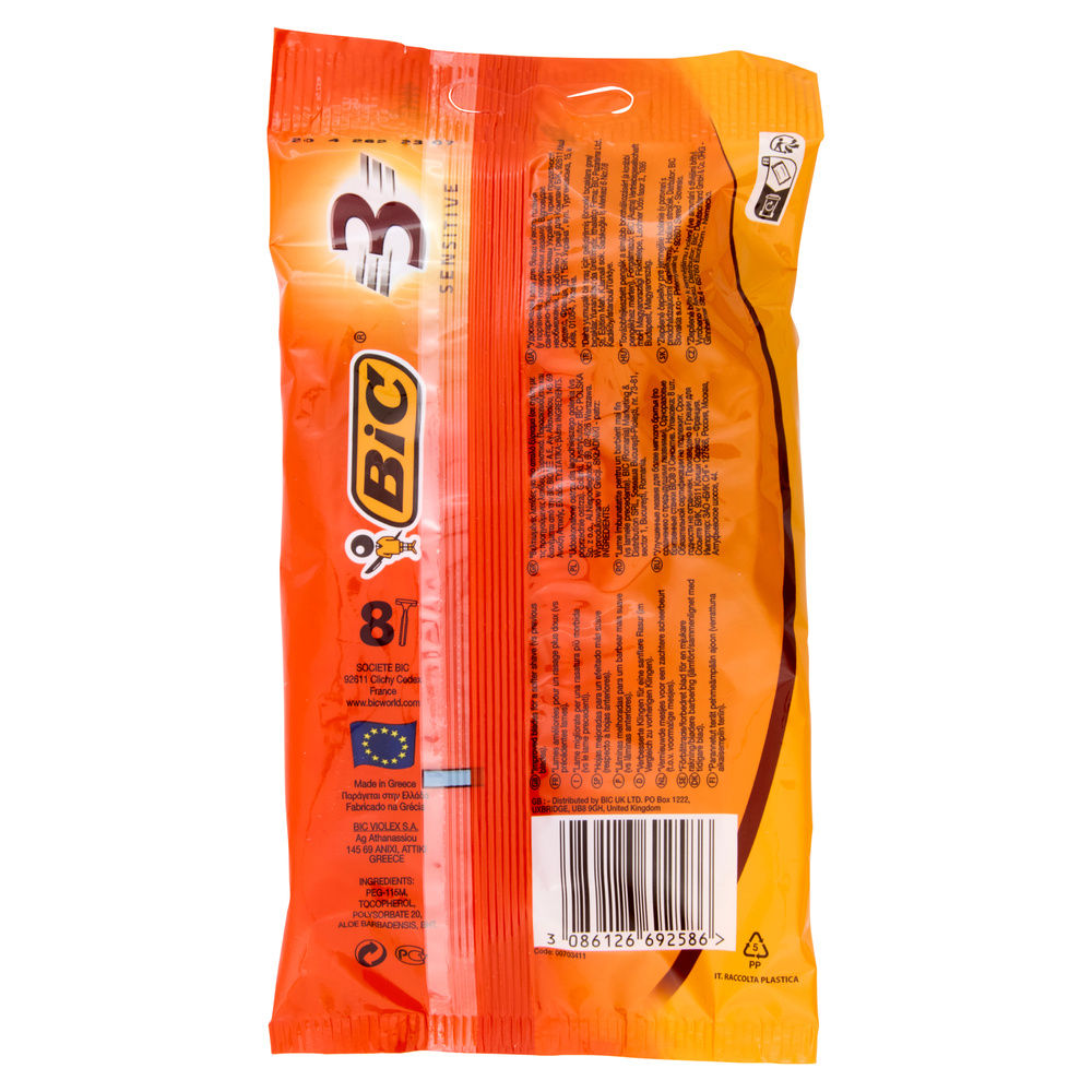 RASOIO USA E GETTA BIC 3 SENSITIVE TRILAMA PZ.8 - 3