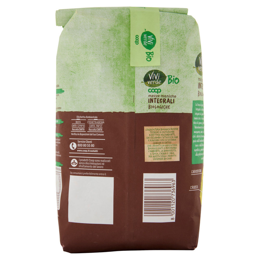 PASTA DI SEMOLA MEZZE MANICHE INTEGRALI VIVIVERDE COOP G500 - 3