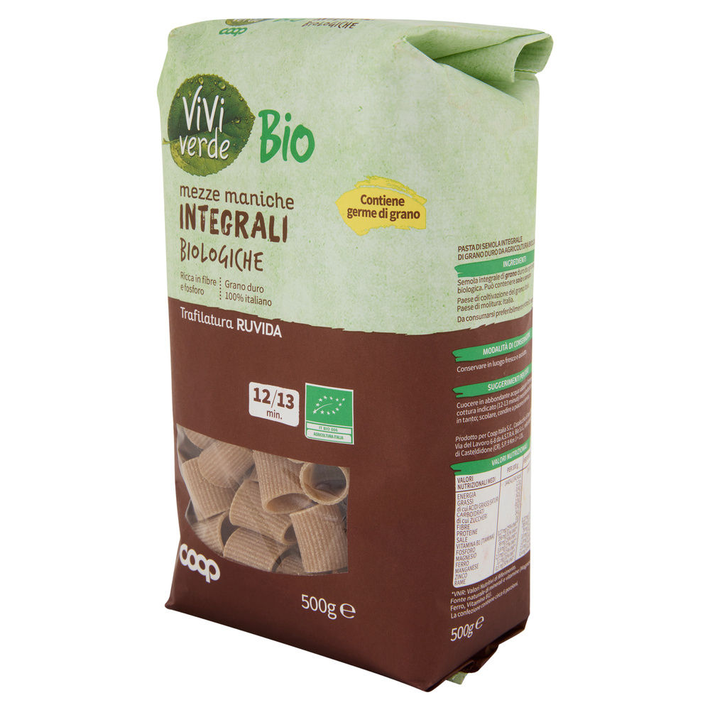 PASTA DI SEMOLA MEZZE MANICHE INTEGRALI VIVIVERDE COOP G500 - 7